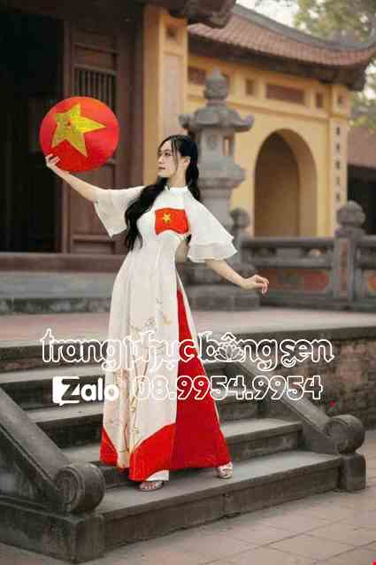 Cho thue Áo dài nữ hoa sen trống đồng múa hát sử ca