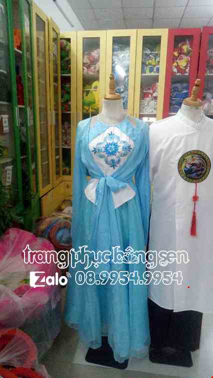 Cho thue Trang phục tứ thân xanh dương NỮ - NAM