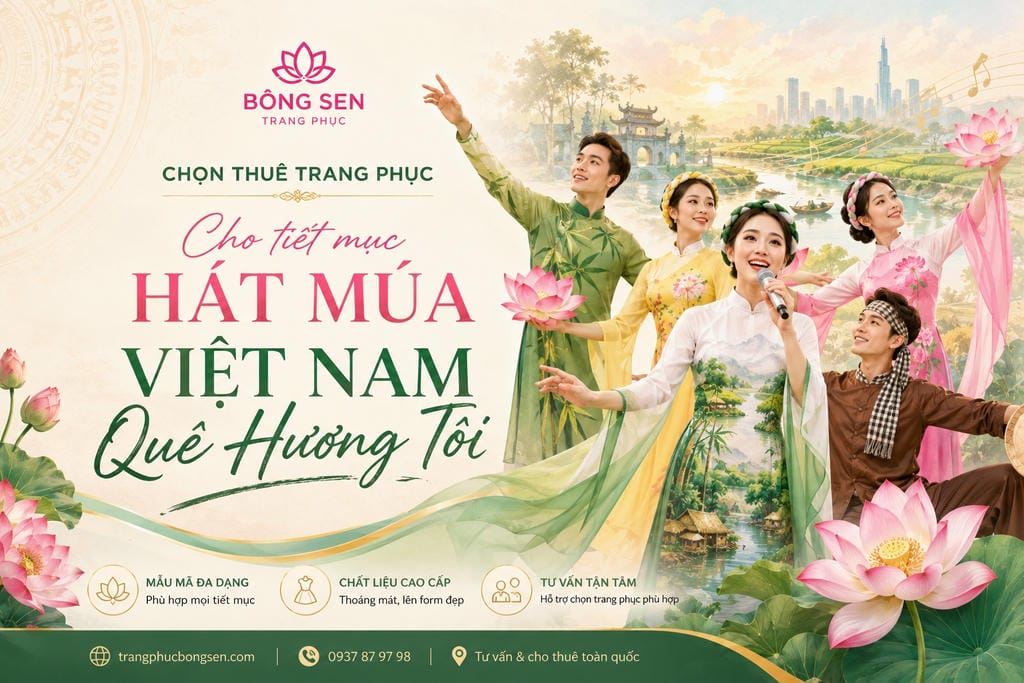 Chọn thuê trang phục hát múa Việt Nam Quê Hương Tôi