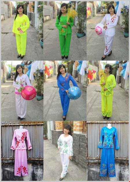 Áo bà ba nữ vẽ hoạ tiết