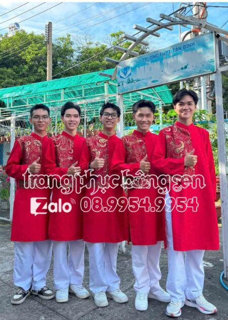 Áo dài nam múa hát màu đỏ