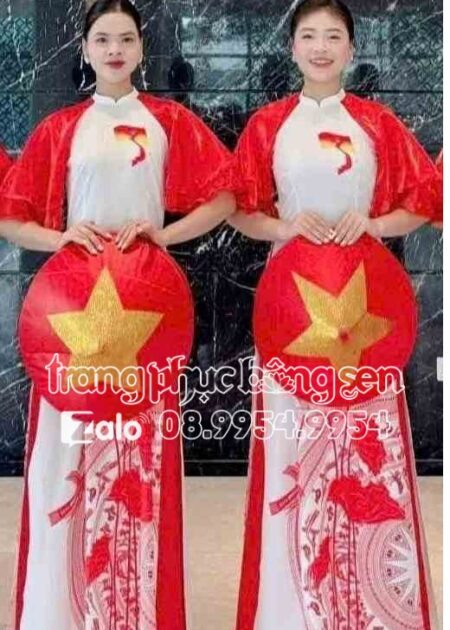 Áo dài nữ hoa sen trống đồng múa hát sử ca