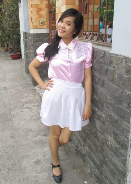 Áo sơ mi nữ màu hồng phấn phối kim sa