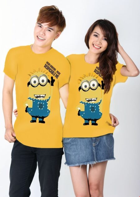 Áo thun cổ động minion nền vàng