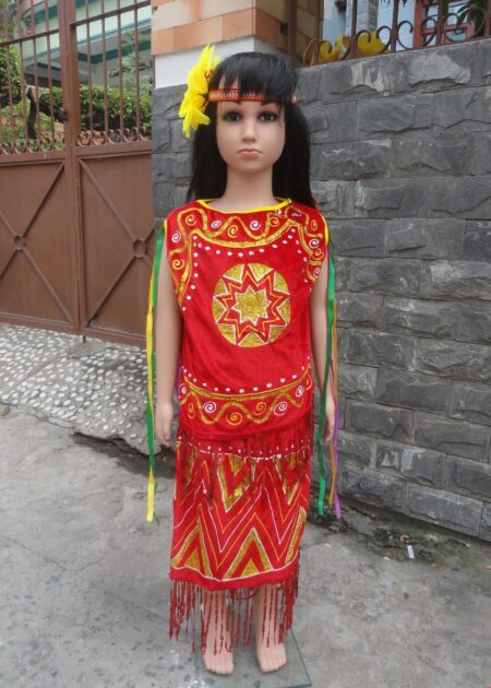 Áo Váy Tây Nguyên mầm non nhung đỏ sát nách