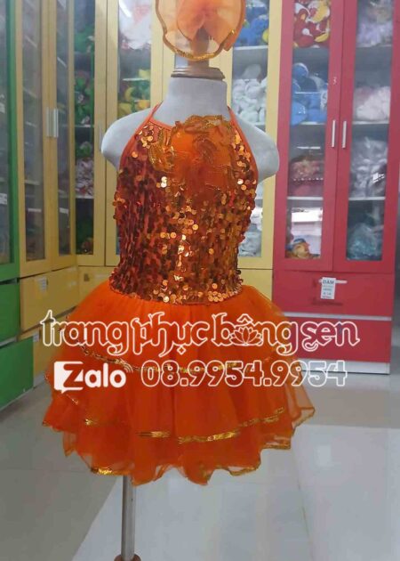 Đầm múa trẻ em màu cam  - mầm non