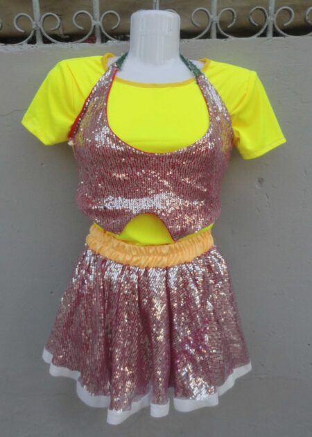 Đồ nhảy hiện đại trẻ em nữ kim sa hồng