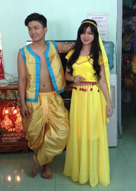 Trang phục Ấn Độ (Áo - váy voan - kim sa vàng)