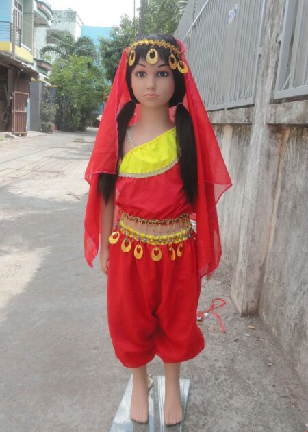 Trang phục Ấn Độ (múa bụng, belly dance) mầm non áo, quần đỏ