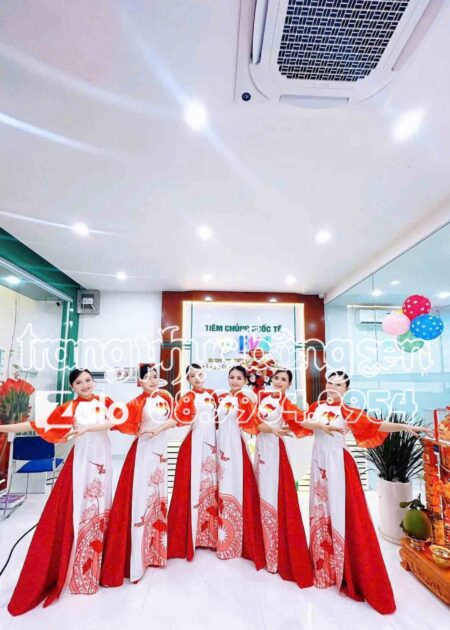 Trang phục áo dài múa văn nghệ múa hát sử ca hoa sen trống đồng