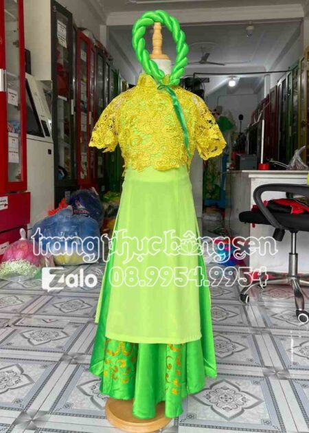 Trang phục áo dài váy xanh lá trẻ em - Người gieo mầm xanh