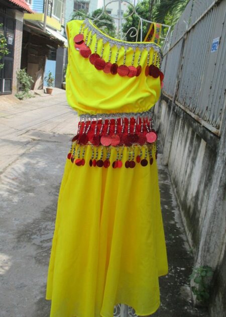 Trang phục múa bụng trẻ em màu vàng