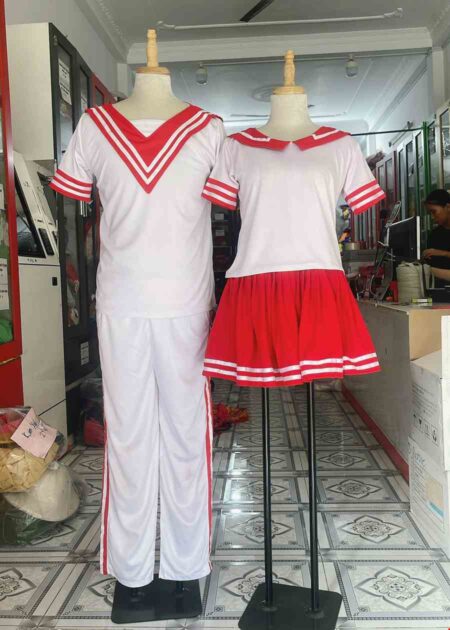 Trang phục nhảy cổ động Flashmod đỏ phối trắng (cổ hải quân)