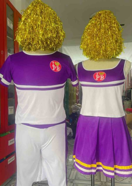 Trang phục nhảy cổ động trắng phối tím