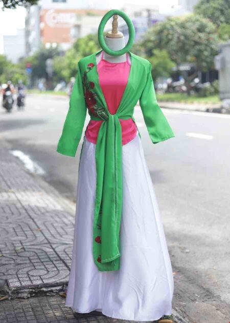 Trang phục tứ thân hoa 3D màu xanh lá