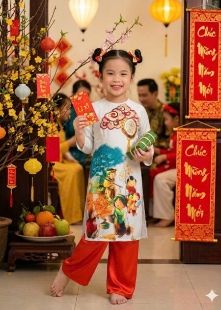 Áo dài tết- áo dài bé gái