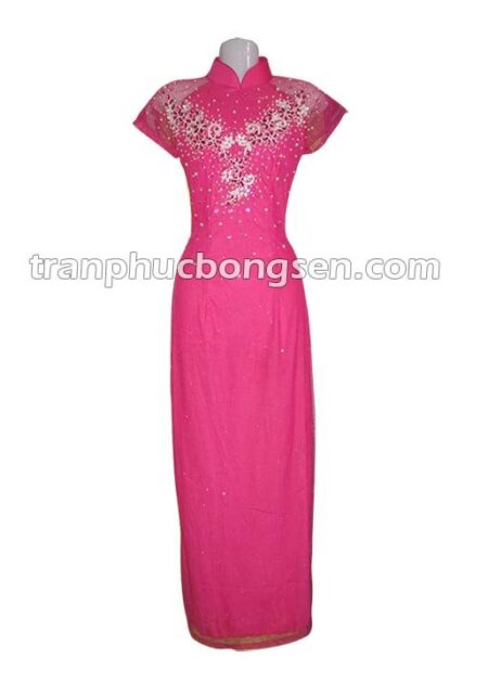 Áo dài lụa kết cườm 01