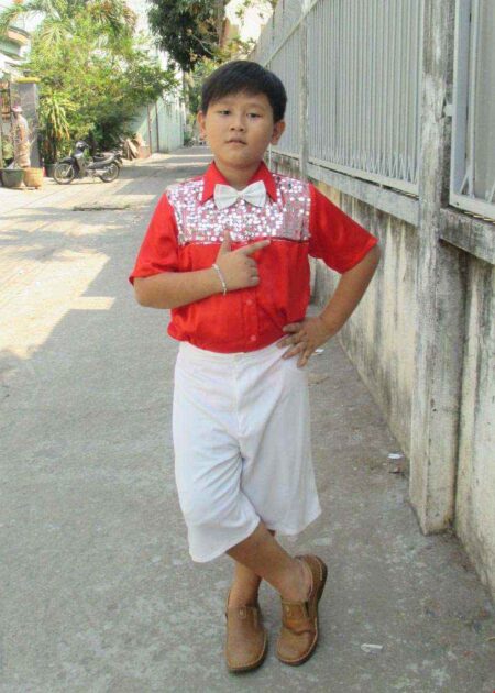 Áo sơ mi nam trẻ em phối kim sa - Quần short