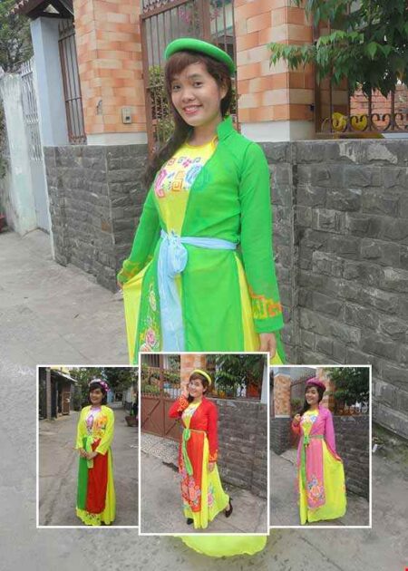 Áo tứ thân voan lụa vẽ