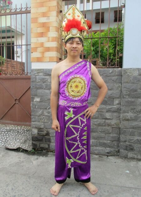 Âu Lạc nam nhung tím chéo vai đai 2 tà