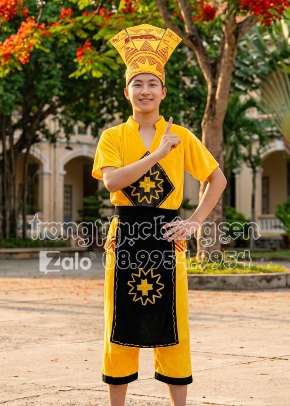 Trang phục Âu Lạc nam nhung vàng có tay