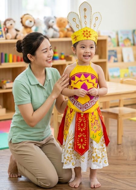 Trang phục Âu Lạc trẻ em nữ đai nhiều tà
