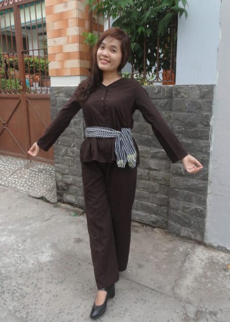 Bà ba nữ kate màu nâu đất