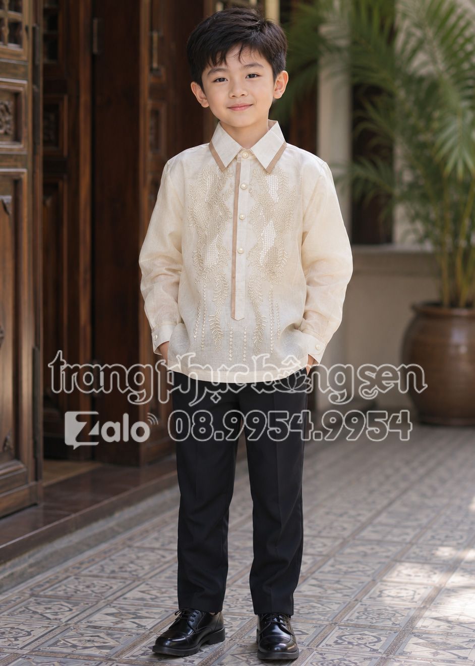 Barong Tagalog – Trang phục truyền thống Philippines trẻ em nam