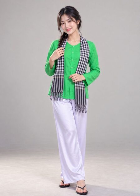 Bà ba nữ voan màu xanh lá - mướn đồ bà ba TPHCM