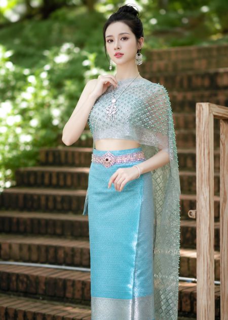 Chakkri - Trang phục truyền thống Thái Lan nữ xanh ngọc
