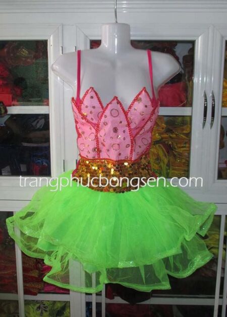 Đầm múa sen trẻ em màu xanh cốm