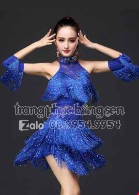 Đầm nhảy Latinh sexydance màu xanh dương