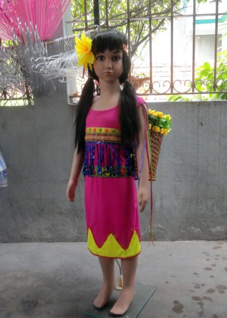 Đầm Tây Nguyên mầm non thun hồng lửa vàng