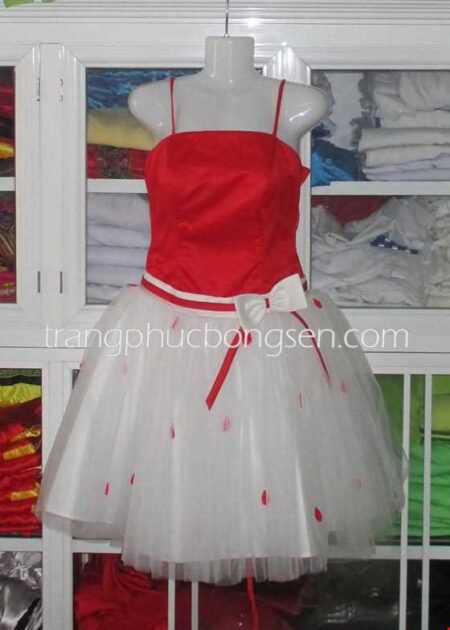 Đầm voan phồng 3 lớp màu đỏ