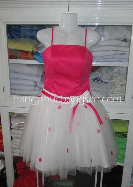 Đầm voan phồng 3 lớp màu hồng