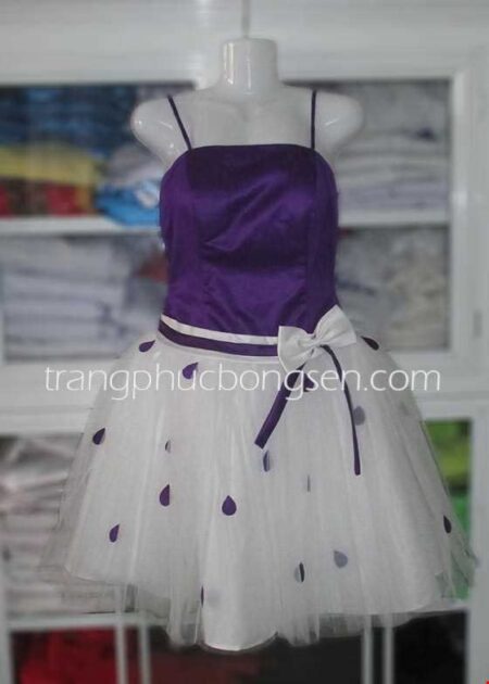 Đầm voan phồng 3 lớp màu tím