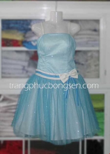 Đầm voan phồng 3 lớp màu xanh ngọc