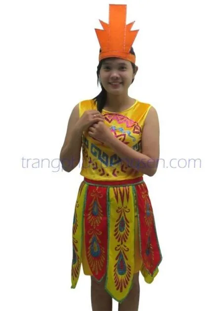 Đồ Âu Lạc Nữ họa tiết kim tuyến, đai nhiều tà