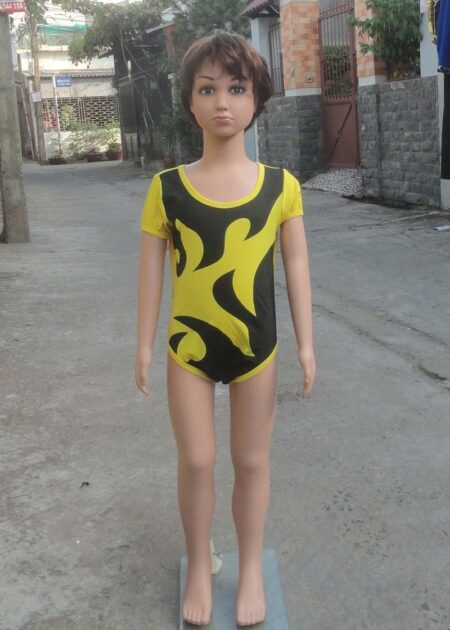 Đồ múa aerobic mầm non màu vàng lửa đen