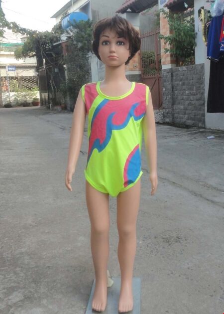 Đồ múa aerobic mầm non màu xanh chuối phối hồng - xanh biển