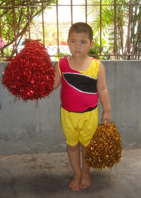 Đồ múa aerobic mầm non nam hồng phối đen