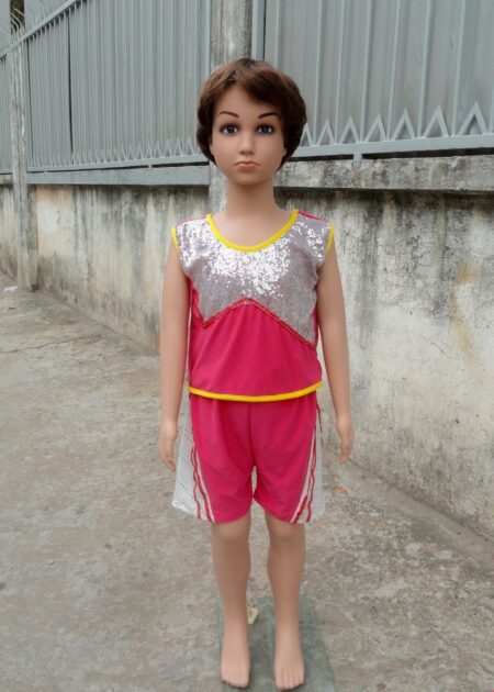 Đồ nhảy  aerobic mầm non nam quần áo hồng phối kim sa