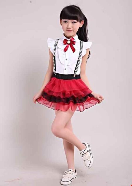 Đồng phục múa - Áo váy trẻ em màu đỏ