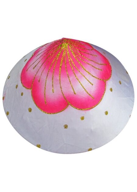 Nón lá nền trắng lá in hình hoa đào