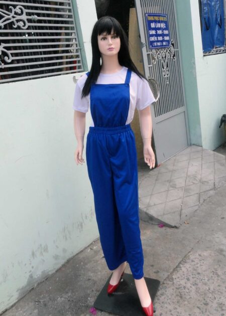 Quần áo công nhân yếm màu xanh bích