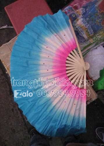Quạt nan gỗ 3 màu xanh biển