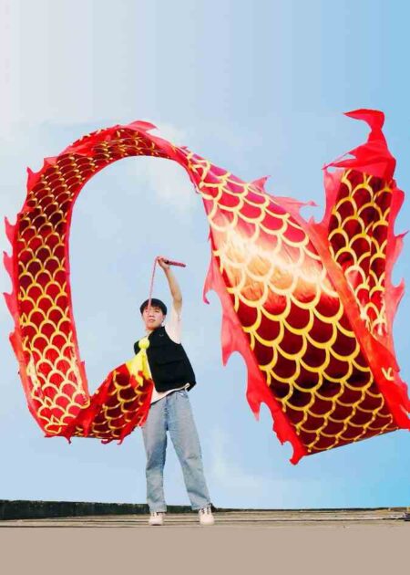 Rồng dây múa màu đỏ vàng (6m, 8m)