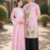 Set trang phục tứ thân nam - nữ hồng sen