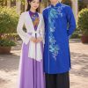 Set trang phục tứ thân nam - nữ xanh tím