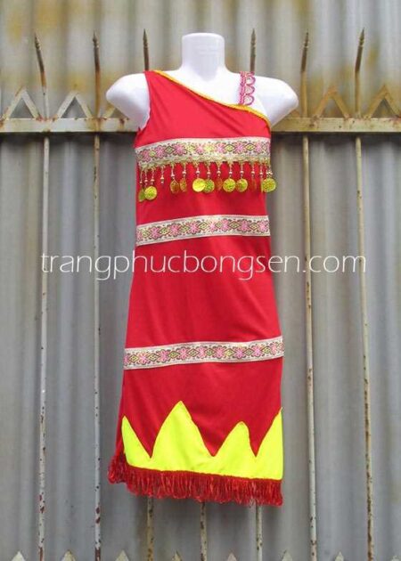 Tây nguyên trẻ em thun đỏ, chéo vai, phối thổ cẩm